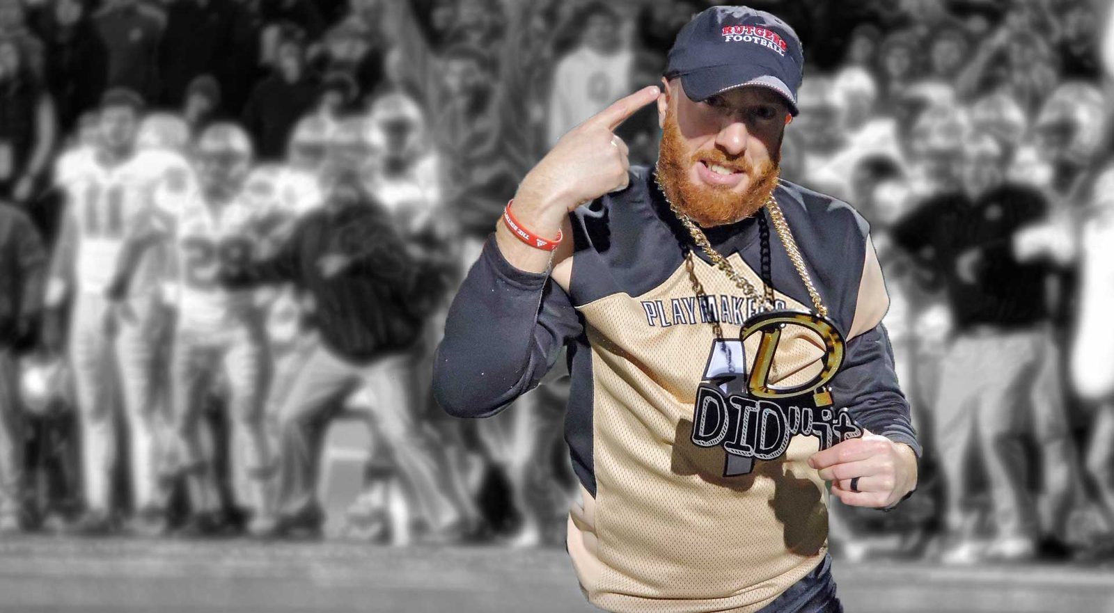 Custom turnover chain displayed on a football sideline.
