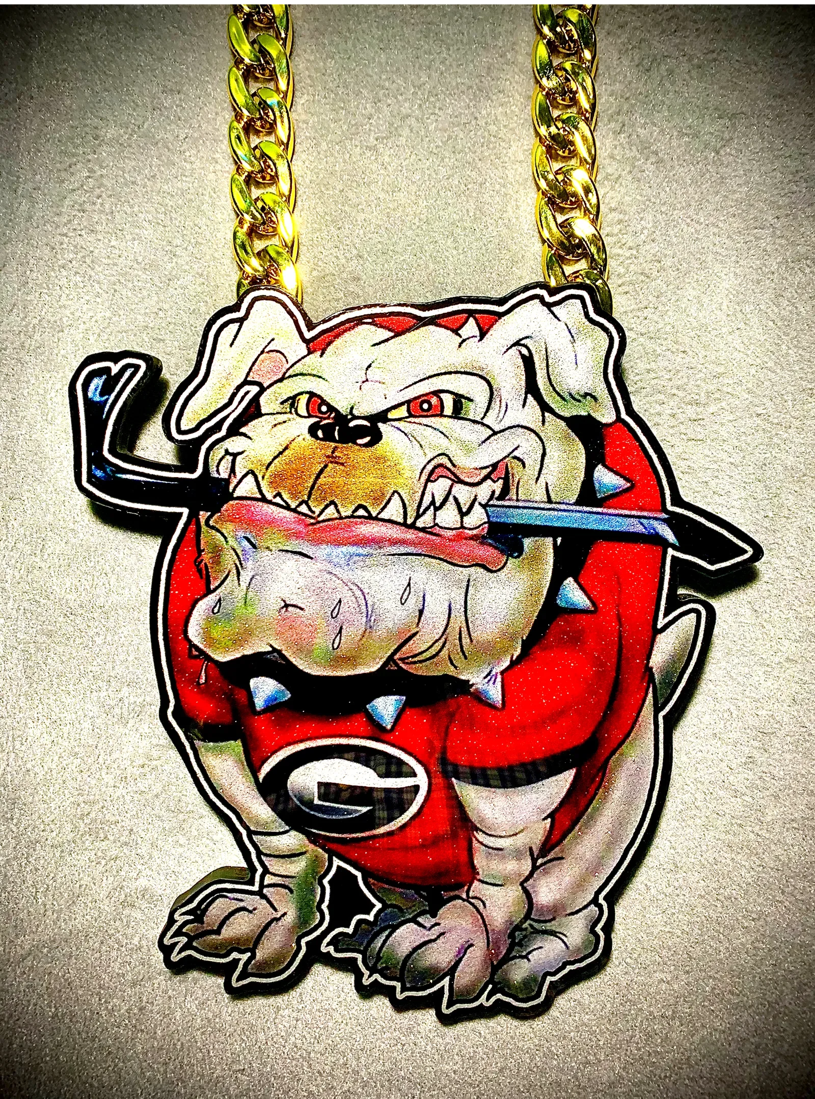 Georgia bulldog football pendant product shot.